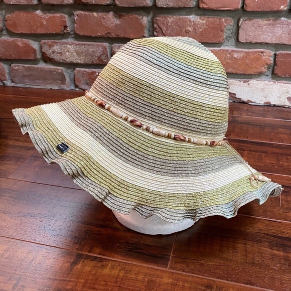 Vintage Wood Beaded Wide Brim Floppy Hat main image 4